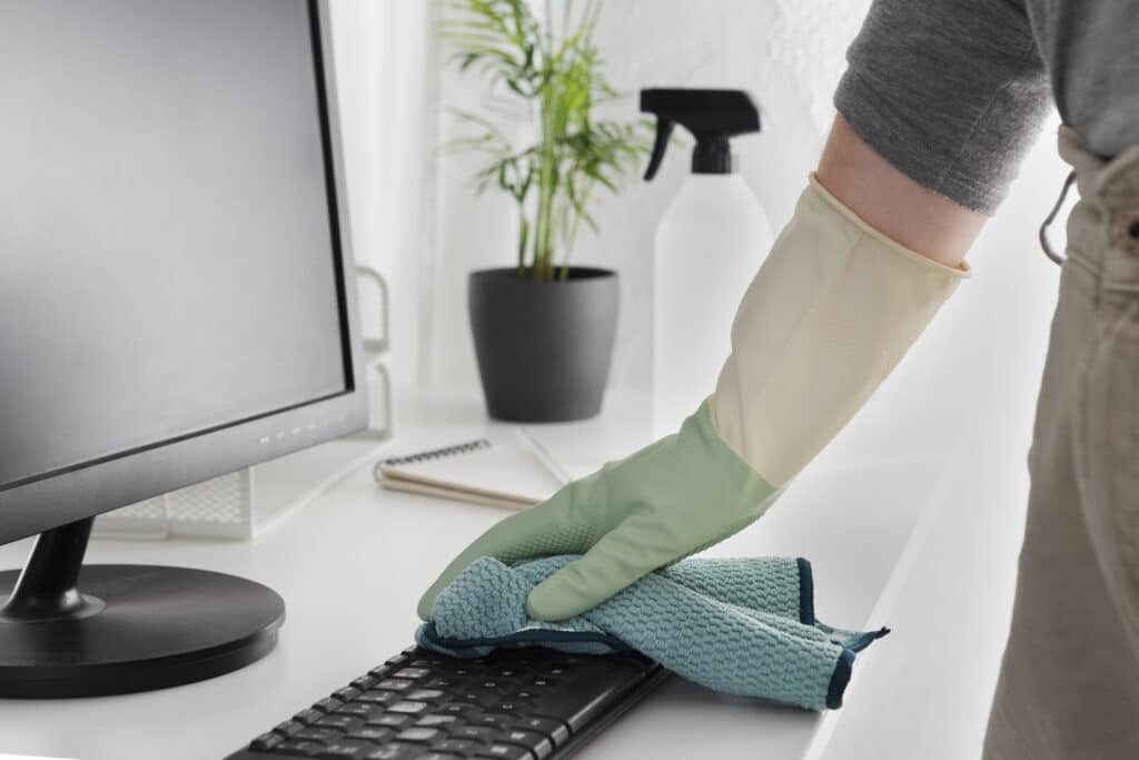 still life office cleaning process